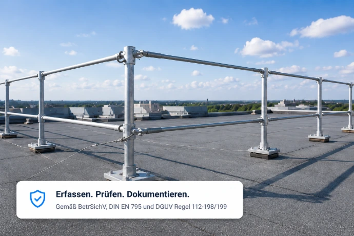 Digitale Dokumentation der Prüfung von Dach-Absturzsicherungen mit wosatec