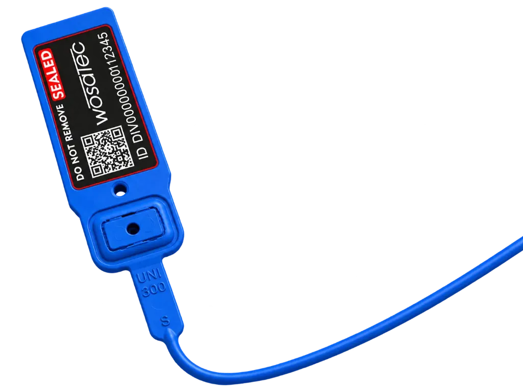 QR-Code-Durchziehplomben, wosatec-blau | 100 Stk. | Nutzlänge 300 mm
